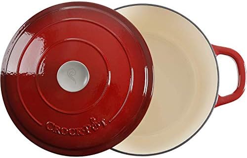 Crock-Pot Artisan 7-Quart Round Enameled Cast Iron Dutch Oven – Scarlet Red, Heavy-Duty Cookware for Slow Cooking, Baking, Roasting with Lid - Image 3