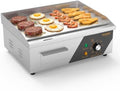 ROVSUN 18" Electric Countertop Flat Top Griddle, 1500W Electric Griddle, Teppanyaki Grill Stainless Steel with Adjustable Temperature Control 122°F-572°F for Commercial Home Restaurant, Plug by ROVSUN