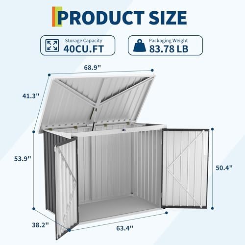 Garvee Outdoor Trash Storage Shed– 5.8x3.3 FT, Lock Latch, Sloped Roof - Image 2