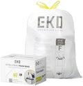 EKO 13 Gallon / 40-60 Liter, 60 Count Drawstring Trash Bags, Extra-Strong Unscented Garbage Bags, Easy-Dispense Roll for Kitchen & Household Use, Leak-Resistant, Code F, White by Unknown