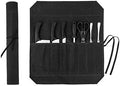 Knife Roll, Chef's Knife Roll Bag, Heavy Duty Waxed Canvas Knife Bag With 7 Slots (Black) by Denifiter