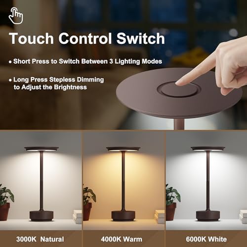 1 Pack Cordless Table Lamps Rechargeable, 5000mAh LED Table Light - Image 2