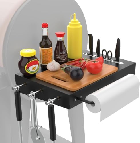 Grill Side Shelf for Pit Boss 700 820 Series Pellet, Tray Side Shelf for Pit Boss 700, 700FB Pellet Grill Accessories Table Serving Tray with Paper Towels & 3 Hooks - Image 5