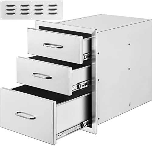 VEVOR Triple Access 18''W x 23''D Stainless Steel Outdoor Kitchen Drawers with 13.6''W x 26''H Trash Bin Pull Out Tray - Image 3
