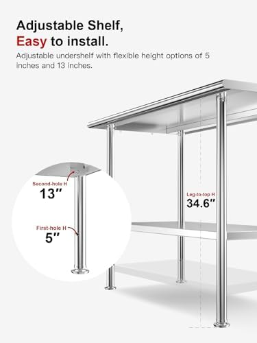 Atelicf NSF Stainless Steel Prep Table 30X36 inch, with Backsplash - Image 3
