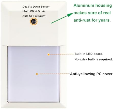 LIT-PaTH Outdoor Wall Light Fixture, Aluminum, LED 3000K, White, 2 Pack - Image 2