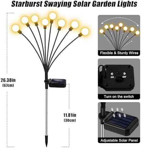 Solar Garden Lights Outdoor Waterproof, Swaying Firefly Light, Garden Decor - Image 6