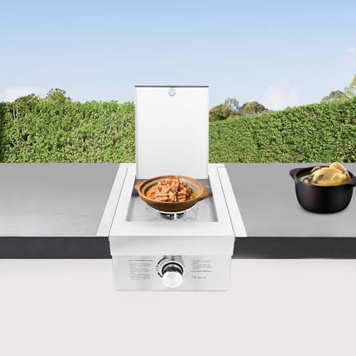 Single Burner Stove for Outdoor Kitchen, Built-in Stainless Steel Side Burner with Removable Grates & Cover, Gas Stove for BBQ Island, Patio, Backyard (Liquid Propane, Single Burner) - Image 4