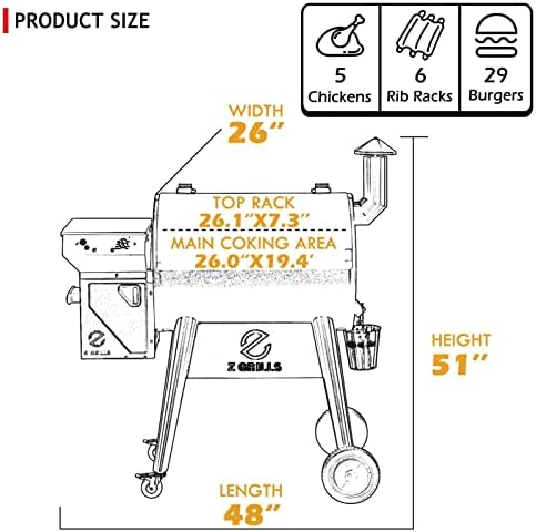 Z GRILLS 7002C Pellet Smoker, 697 sq in, LCD Screen,PID 3.0 - Image 6