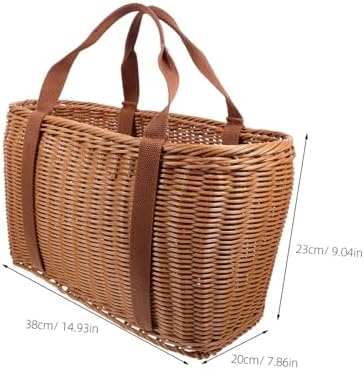 BESTonZON Capacity Woven Storage Basket Durable Imitation Rattan Picnic and Fruit Basket with Handles for Outdoor Use for Camping and Home Decor - Image 2