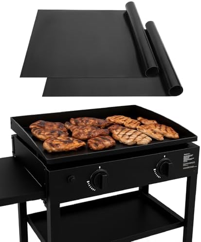 UNCO- Grill Mats for Outdoor Grill, 22" x 16", 2 Pack, Black, Nonstick Reusable Grilling Mats for Outdoor Grill, BPA and PFOA Free with PTFE-Fiberglass Coating by Unco