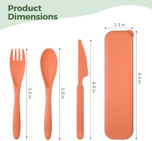 28 Sets Reusable Travel Utensils, Wheat Straw Cutlery Set 7 Assorted Colors, Portable Fork Spoon Cutter with Case, Lunch Box Tableware Set, Utensil Set for School Picnic Travel Outdoor Activities - Image 3