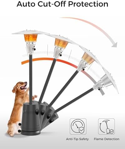 50,000 BTU Patio Heater for Outdoor Use, Portable Propane Patio Heater with Wheels, Stainless Steel Burner for Porch, Deck, Garden, Commercial (Black) - Image 6