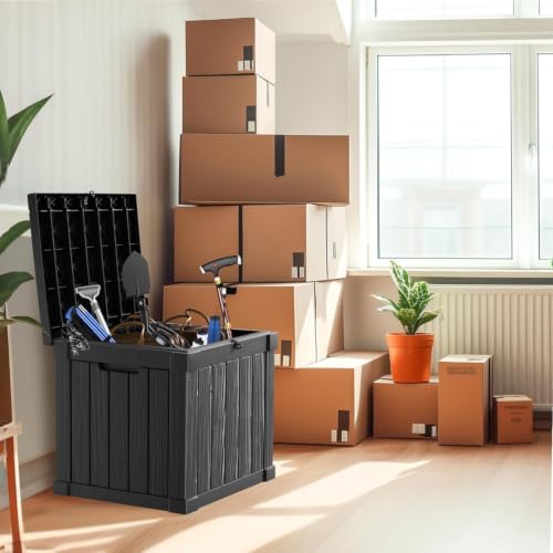 PatioZen 50 Gallon Resin Deck Box, Lockable Outdoor Storage Box for Patio Cushions Storage Furniture, Garden Tools, Pool Supplies, Weatherproof and UV Resistant (Black) - Image 7