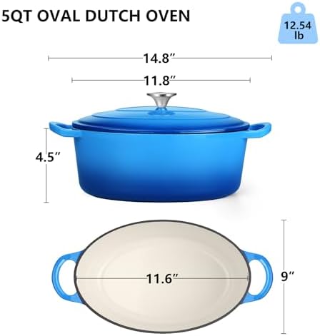 TeamFar Oval Dutch Oven, 5qt Enameled Cast Iron Dutch Oven Pot with Lid - Image 2