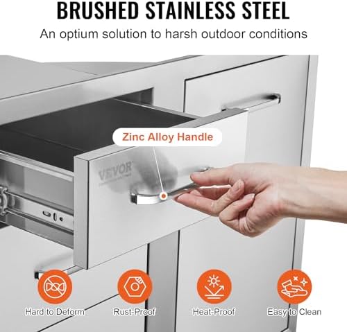 VEVOR Outdoor Kitchen Drawers 29.5"W x 22.6"H x 21.7"D Stainless Steel - Image 6