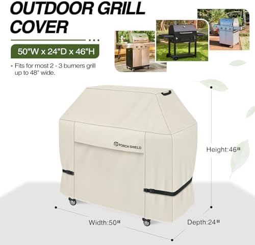 Porch Shield Waterproof Outdoor BBQ Grill Cover 48 inch, Light Tan - Image 2