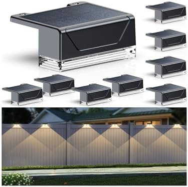 Solar Fence Lights Outdoor，3000/4000/6000K 3 Mode Fence Light Solar Powered by LIANGLOME