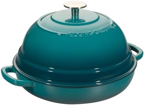 EDGING CASTING Enameled Cast Iron Dutch Oven Pot with Lid, Round Bread Oven for Homemade Sourdough Bread Baking, 6 Quart, Darkcyan - Image 4
