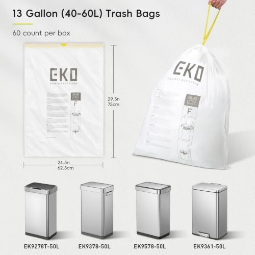 EKO Ultra-Strong Extra-Tall 13 Gallon Kitchen Trash Bags, Lavender, 60 Ct - Image 5