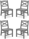 Outdoor Armless Dining Chairs Set of 4,HDPE Patio Chairs with Wide Seat,All-Weather HDPE Patio Armless Chairs for Porch, Backyard, Deck, White and Grey,Table not Included by Polyhouz