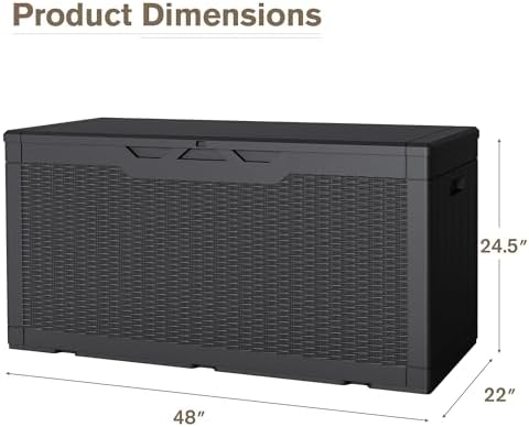 JUMMICO 100 Gallon Resin Deck Box, Waterproof Outdoor Storage Box - Image 4