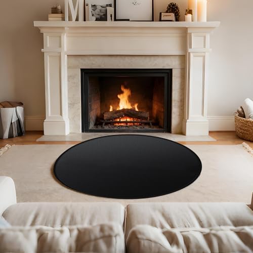 48'' Fire Pit Mat, Double-Sided Fireproof Under Grill Deck Protector Mat, Round BBQ Fireplace Pad for Patio, Indoor Outdoor Use, Waterproof/Oil-Proof/Reusable, Black - Image 7