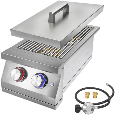 Double Side Burner for Outdoor Kitchen, 2x17,000 BTU Liquid Propane Burners by Unknown