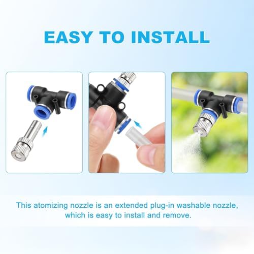 M METERXITY 20-Pack Brass Misting Nozzles, 0.016"/0.4mm Orifice Mister Replacement Heads for Outdoor Cooling System/Landscaping/Humidification/Greenhouse, 6mm Low-Pressure Fog Sprayer Nozzle - Image 5