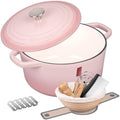 VORRINGARD Enameled Cast Iron Dutch Oven Pot with Lid, for Bread Baking, Round Bread Oven- include Sourdough Bread Baking Supplies Set, 6QT, Pink by Unknown