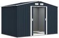 Outsunny 9' x 6' Outdoor Storage Shed Garden Tool Metal Shed Dark Gray by Outsunny
