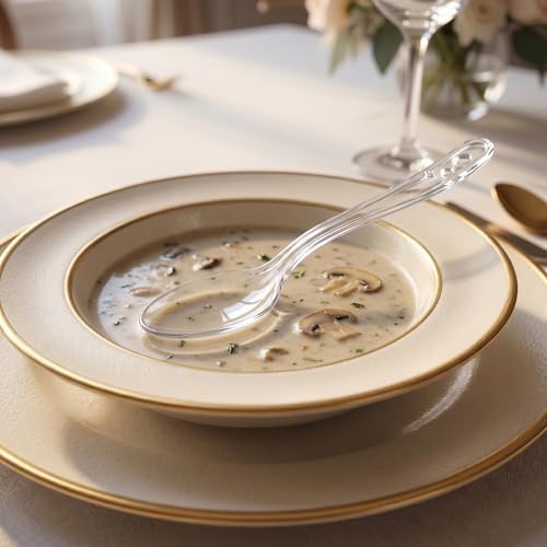 SACATR 200 Count Clear Plastic Silverware Heavy Duty -100 Forks, 100 Spoons - Image 4