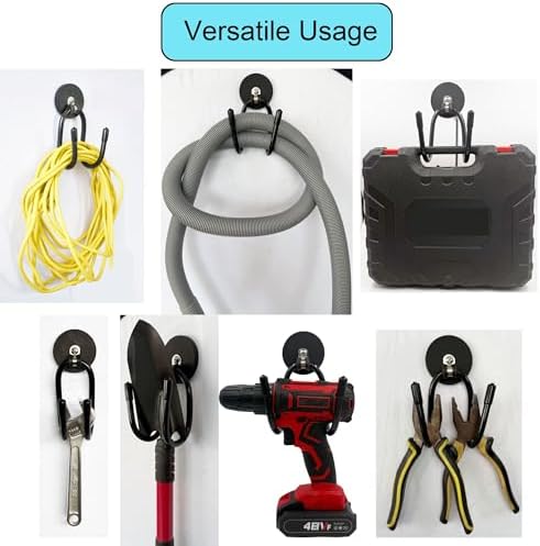 YYST Magnetic Power Drill Tool Organizer Holder,Magnetic Tool Holders,Garage Tool Storage Rack,2″ Opening Heavy Duty Large Garage Magnet Utility Hooks - No Power Drill –W Style (2) - Image 6
