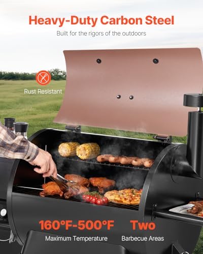 VEVOR Wood Pellet Grill Smoker, 8 in 1 BBQ Grills for Outdoor Cooking, 575 Square Inches Cook Area Electric Smokers, with WiFi-app Control, LCD Screen Controller, Meat Probe, 500°F Max Temperature - Image 2