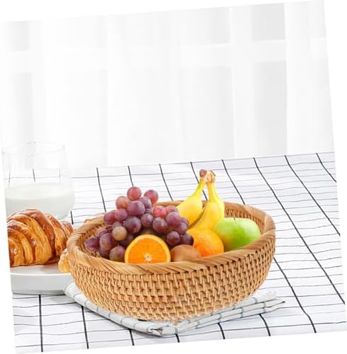 Rattan Woven Bread Basket, Vintage Khaki Picnic Organizer for Snacks - Image 7