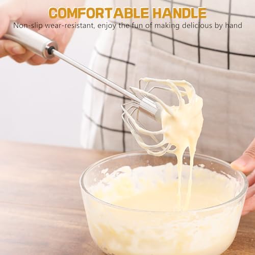 NileHome Stainless Steel Whisk Set 8" 10" + 12" Semi-Automatic Rotary - Image 4