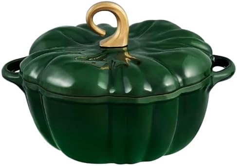 Flavehc Pumpkin Dutch Oven Pot with Lid 3.8 Qt, Enameled Cast Iron, Halloween Decor by FLAVEHC