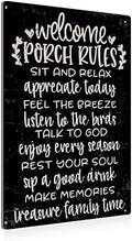 BEASTZHENG Vintage Welcome Patio Porch Rules Sign Tin Signs Wall Art Decor by BEASTZHENG