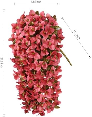 Bougainvillea Artificial Flowers for Outdoors Fake Plants Fall Autumn Decor, 2 pcs Faux Long Trailing Vines UV Resistant Look Real Red Silk Flowers for Outside Planter Front Door Porch Urn Yard Patio - Image 6