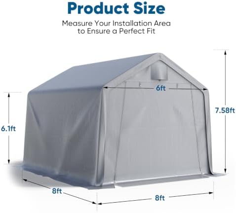 Quictent 8x8FT Storage Shelter Portable Shed with Roll-Up Door&Mesh Vents - Image 2
