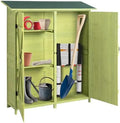 Outvita Outdoor Storage Cabinet with Waterproof Roof, Double Lockable Doors Garden Shed with 2 Removable Shelves, Wooden Storage Shed with Large Storage Space for Yard Garge Patio Deck Porch（Green） by Outvita