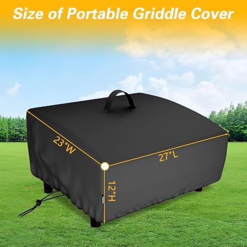 EVRBUL Portable Griddle Cover Fit for Blackstone 22 in and Pit Boss 2 Burner Tabletop Griddle, Tabletop Grill Cover Fit for Royal Gourmet and GasOne 3 Burners Flat Top Gas Grill, 27"L x 23"W x 12"H - Image 2