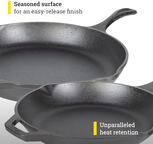Lodge Chef Collection Cast Iron Skillet Set, 10 Inch and 12 Inch - Image 3