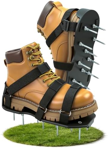 Lawn Aerator Shoes, Soil Aerator Grass Tool with Dual Hook & Loop Straps by MILLUXXi