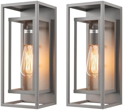 mirrea 14" Modern Outdoor Porch Wall Light, Matte Gray, 2 Pack by mirrea