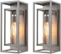 mirrea 14" Modern Outdoor Porch Wall Light, Matte Gray, 2 Pack by mirrea