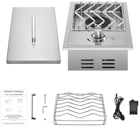 Single Grilling Side Burners for Outdoor Grill, 15,000BTU Natural Gas Side Burner, Sturdy 304 Stainless Steel, with Liquid Propane Kit, Drop-in Side Burner for Outdoor Kitchen BBQ Island - Image 4