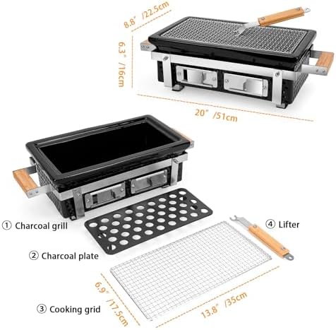 ONLYFIRE GRILLS Charcoal BBQ Hibachi Grill with Grid Lifter, GS306 - Image 2