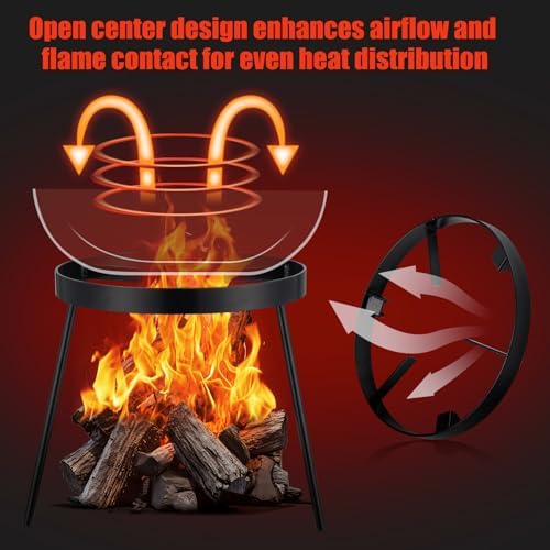 Campfire Tripod for Cooking - Campfire Cooking Equipment, Outdoor Fire Pit Stand, Portable Cast Iron Open Camping Tripod cookware for Dutch Oven,Grill,Lodge,firepit - Image 4
