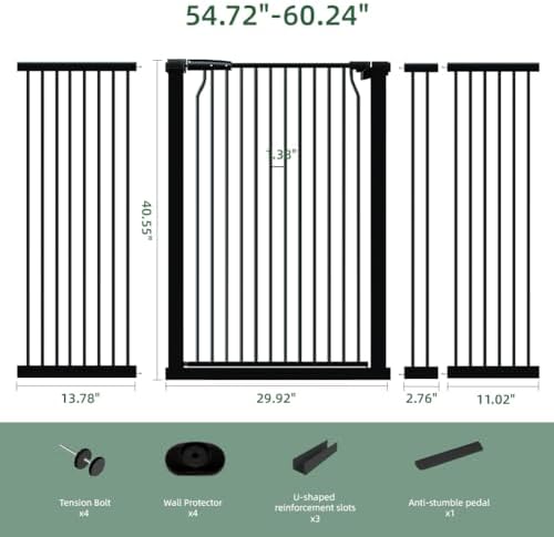 40.5" Extra Tall Baby Gate for Doorways, 54.7-60.2 in Wide Dog Pet Gates - Image 2